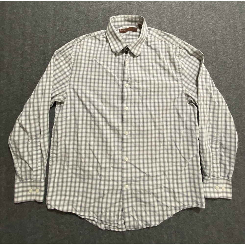 Perry ellis portfolio Long Sleeve Dress Shirt White & Gray Size M